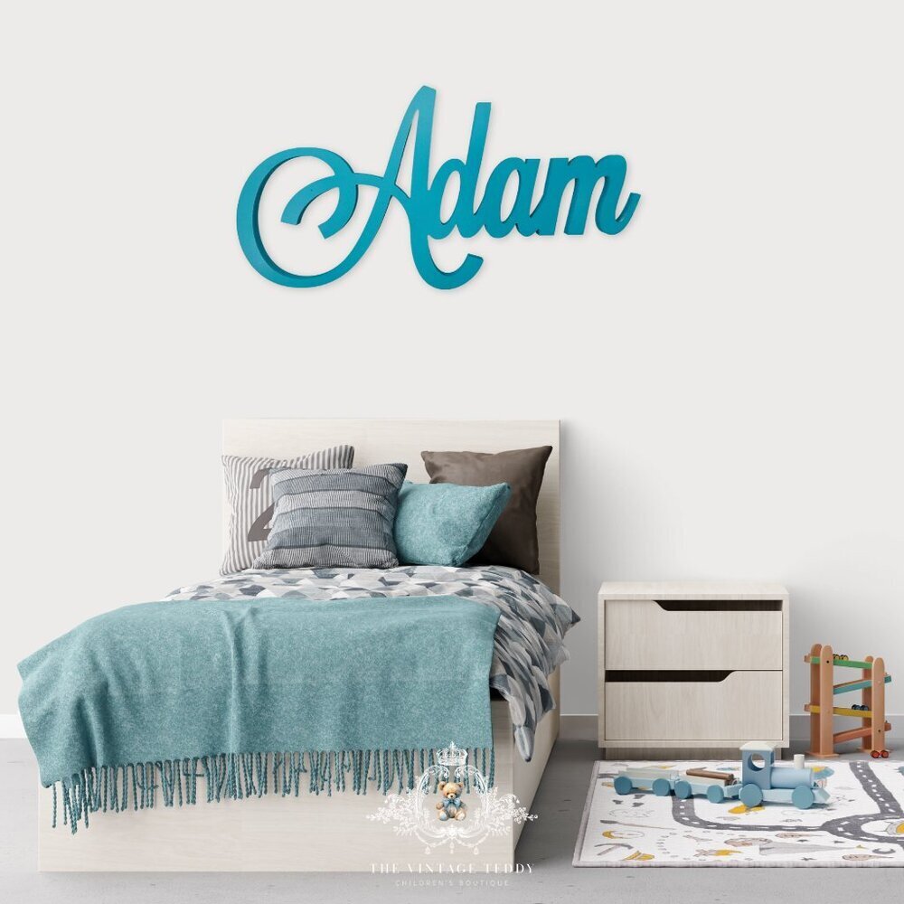 NWT Custom Personalized Wooden Children's Name Sign Nursery Kids Room Decor Adam
